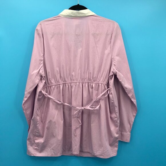 Motherhood Maternity Long Sleeve Pin Stripe Button Shirt XL NWOT - Picture 4 of 5